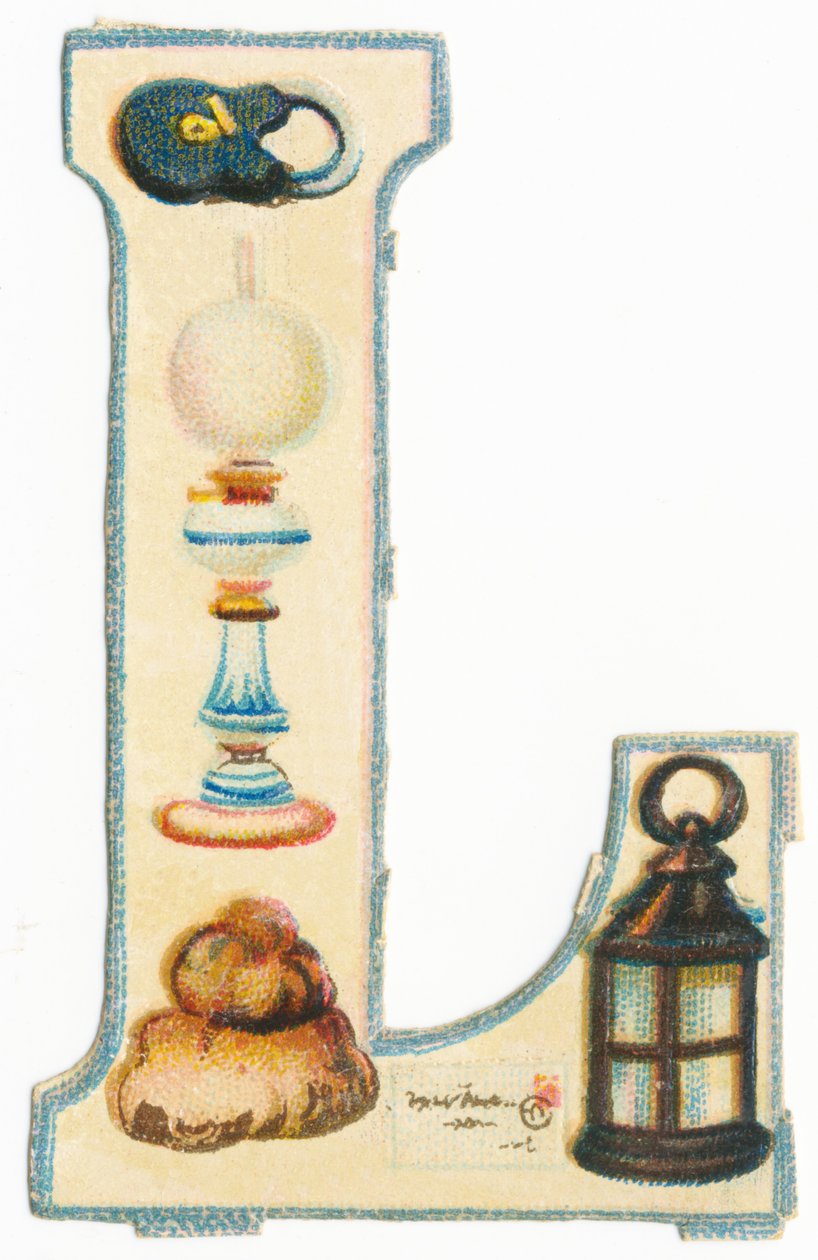 L：锁，灯，许多，字母，灯笼（彩色光刻） 作者 未知艺术家
