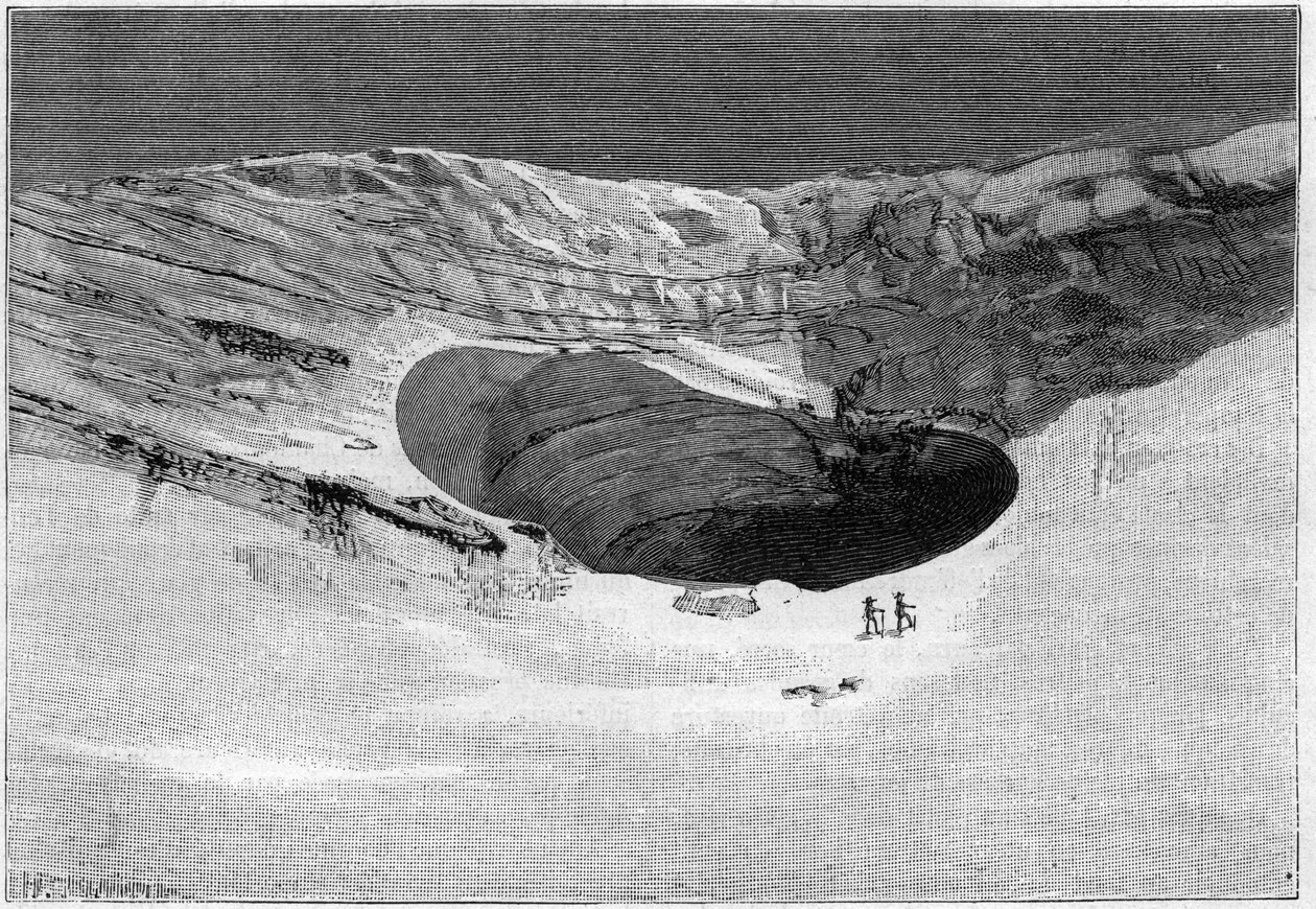 La Catastrophe de Saint-Gervais (Saint Gervais) ou catastrophe du glacier de la Tete Rousse (Department of Haute-Savoie) (12-13 July 1892) - Glacier de Tette-Rousse - inner cave and wall of tearing glacier, Engraving in "La Nature" - August 20 作者 未知艺术家