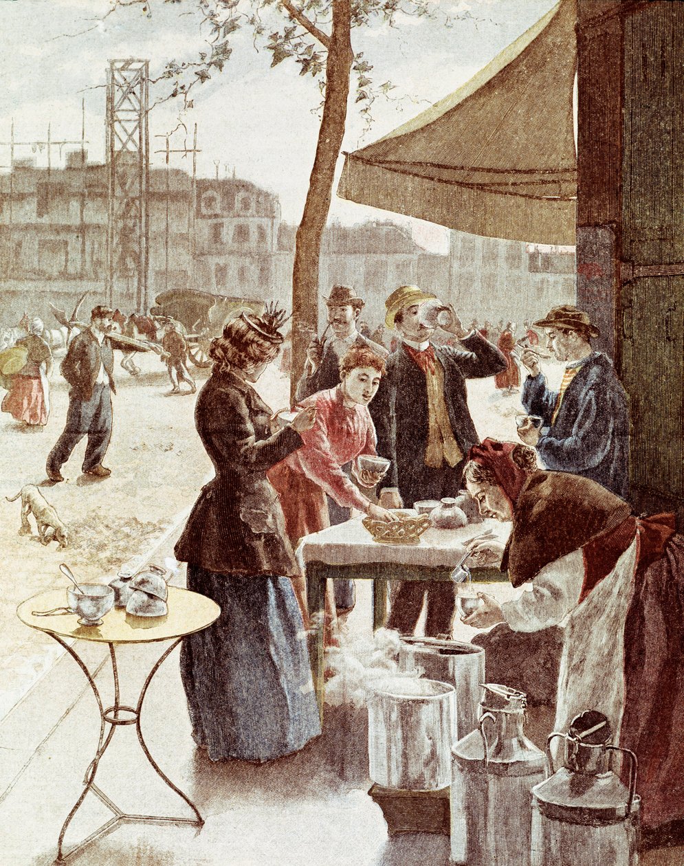 La laitiere，周日早上6点。1895年7月14日的彩色雕版画。巴黎，卡纳瓦莱博物馆 作者 未知艺术家