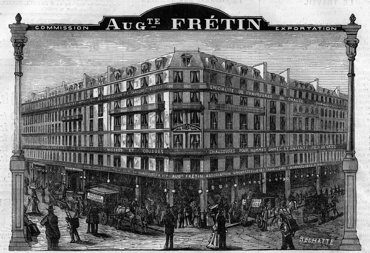 巴黎第六区雷恩街64号 "Auguste Fretin "大型香肠厂。1883年的雕版画 作者 未知艺术家