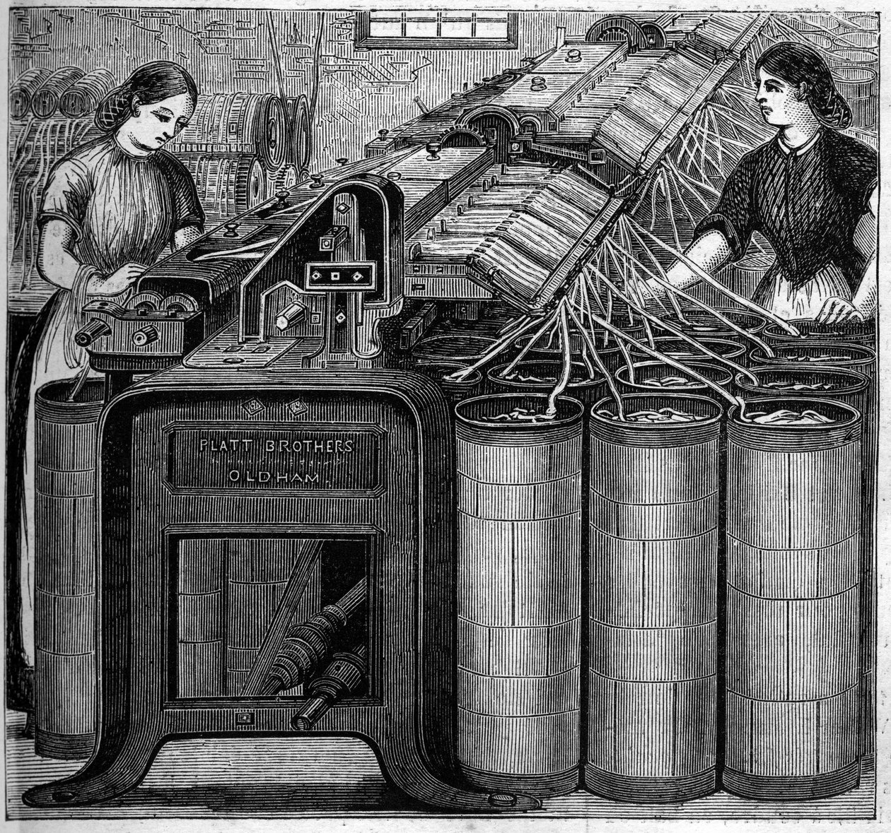 英国的大型工业。1863年，沃尔特-埃文斯在英国进行棉纺生产。棉花浮选。 作者 未知艺术家