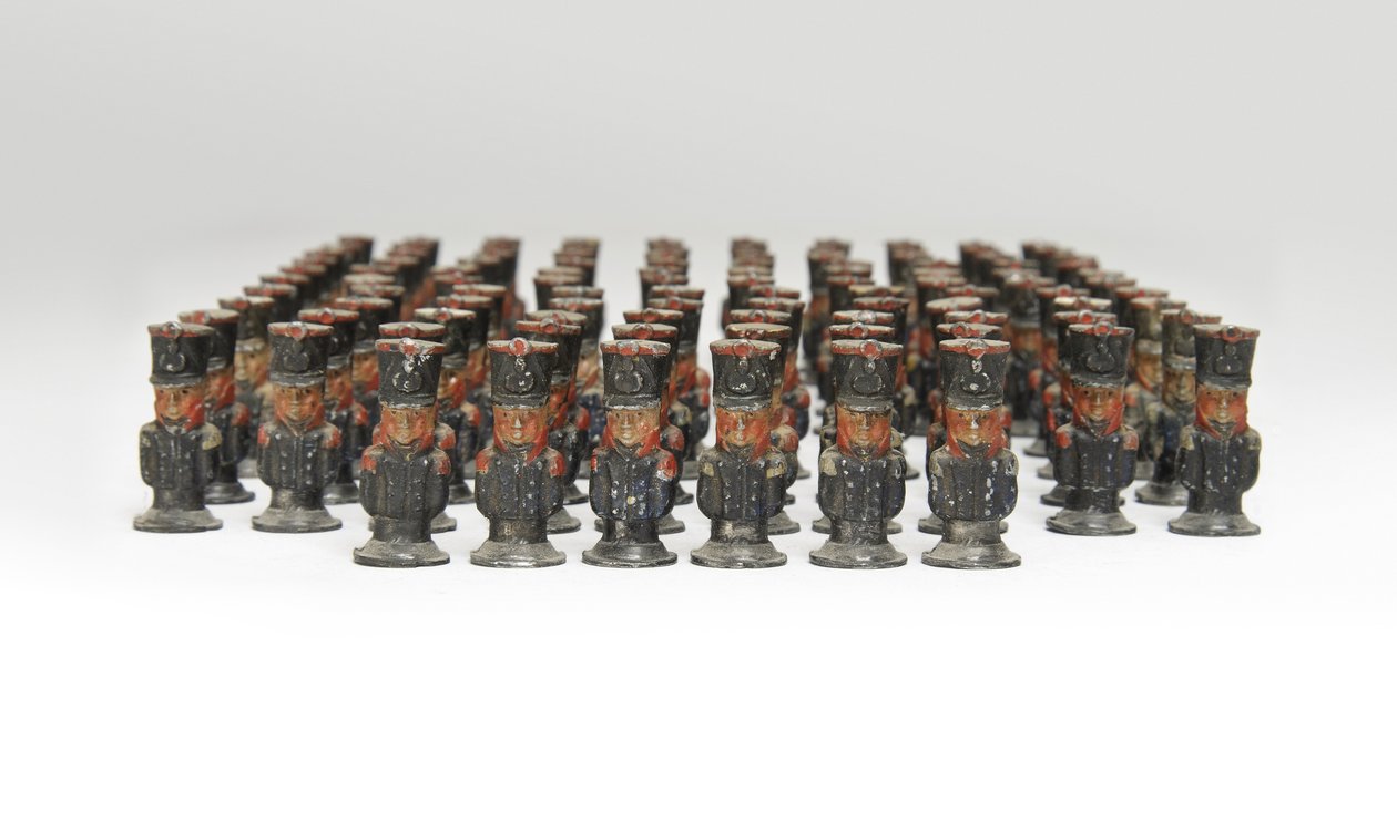 大批玩具士兵或法国步兵形式的战役地图标记，c.1810-14（彩绘木材）（另见2921970） 作者 未知艺术家