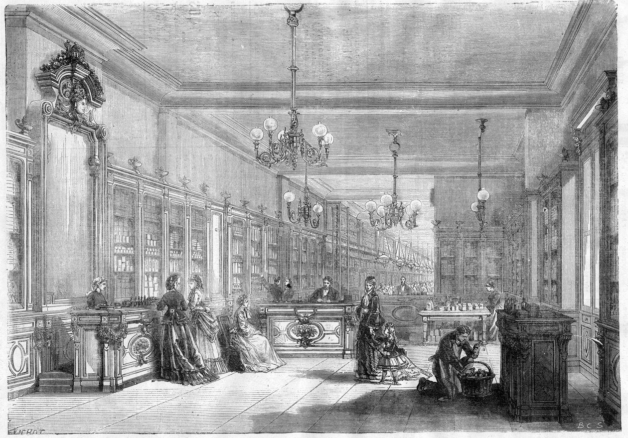1870年，巴黎斯特拉斯堡大道上的Pinaud和Meyer（Edouard Pinaud and Meyer）大型香水厂。 作者 未知艺术家