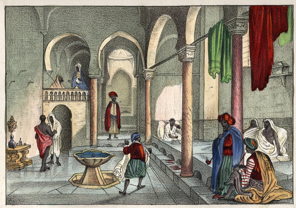 阿尔及尔的公共浴室（Le bain moure），大约在1830年。载于Léon Galibert的《L