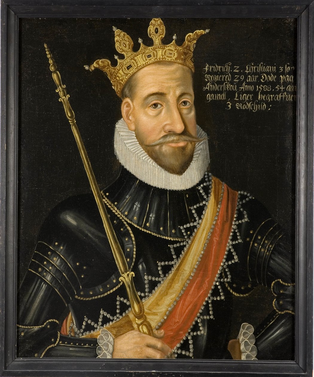 Le roi Frederic II de Danemark et Norvege - King Frederick II of Denmark (1534-1588), Anonymous . Oil on canvas. Dimension : 74x64 cm. Nationalmuseum Stockholm 作者 未知艺术家