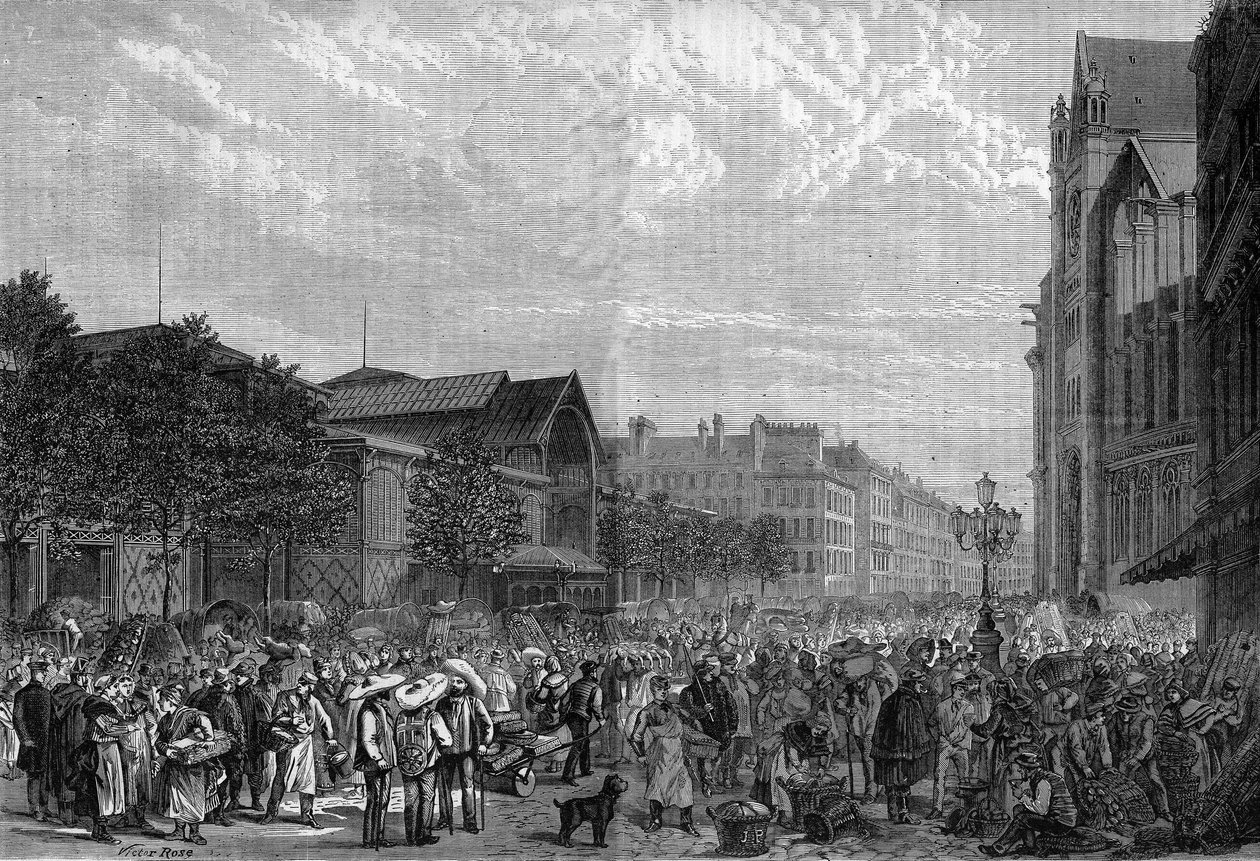 1878年，巴黎的Les Halles中心。 作者 未知艺术家