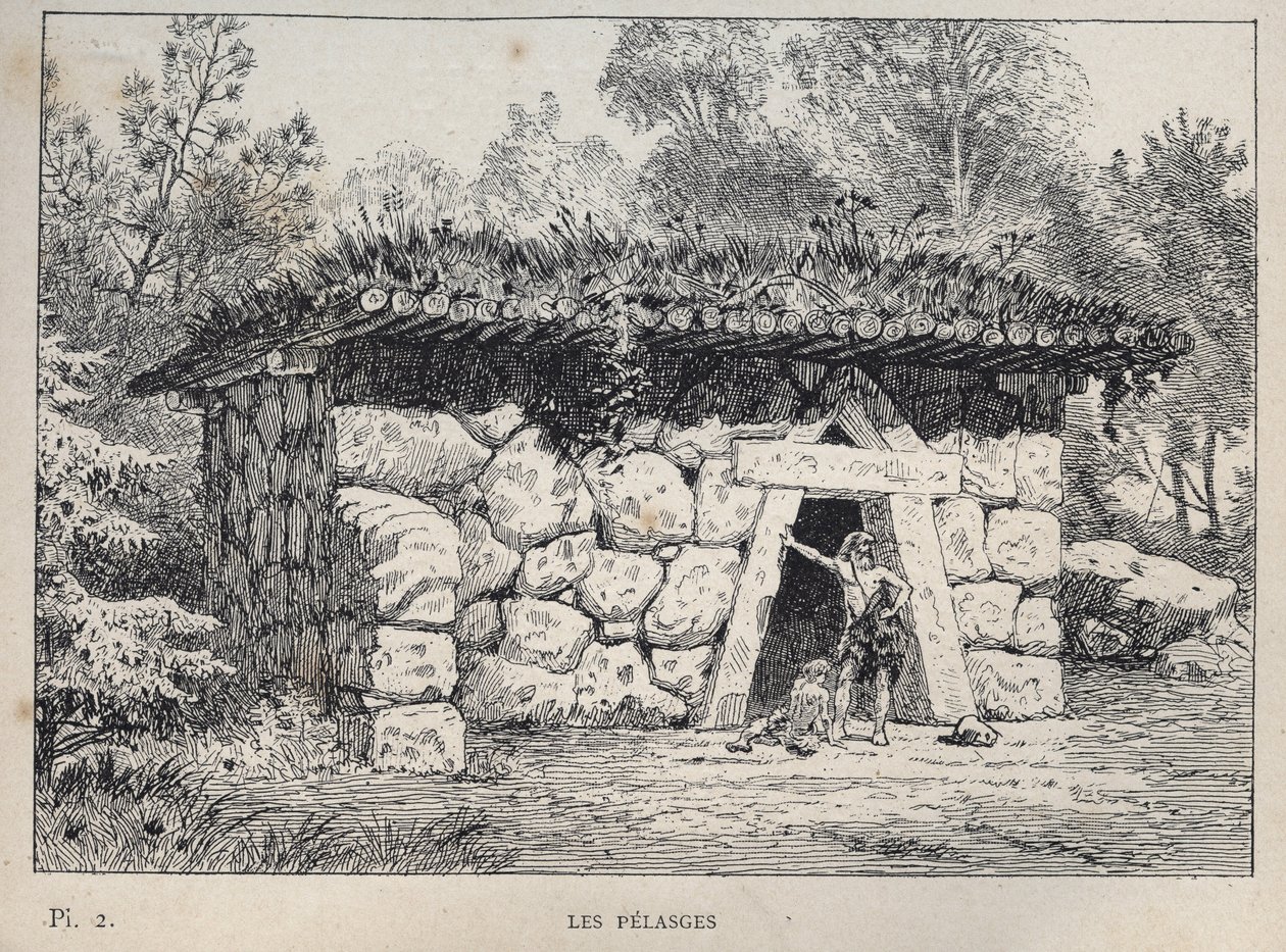 Les Pelasges (Pelasgians)--1889年的雕刻，载于 "Histoire de habitation humaine à l