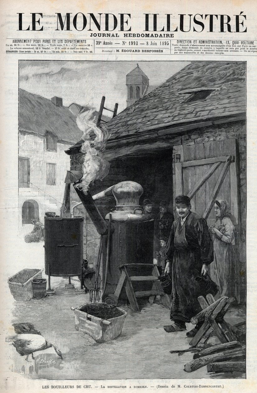 Les bouilleurs de cru - la distillation à domicile in Paris in 1895 - engraving in "Le Monde Illustré" n°1993 of 1895 作者 未知艺术家