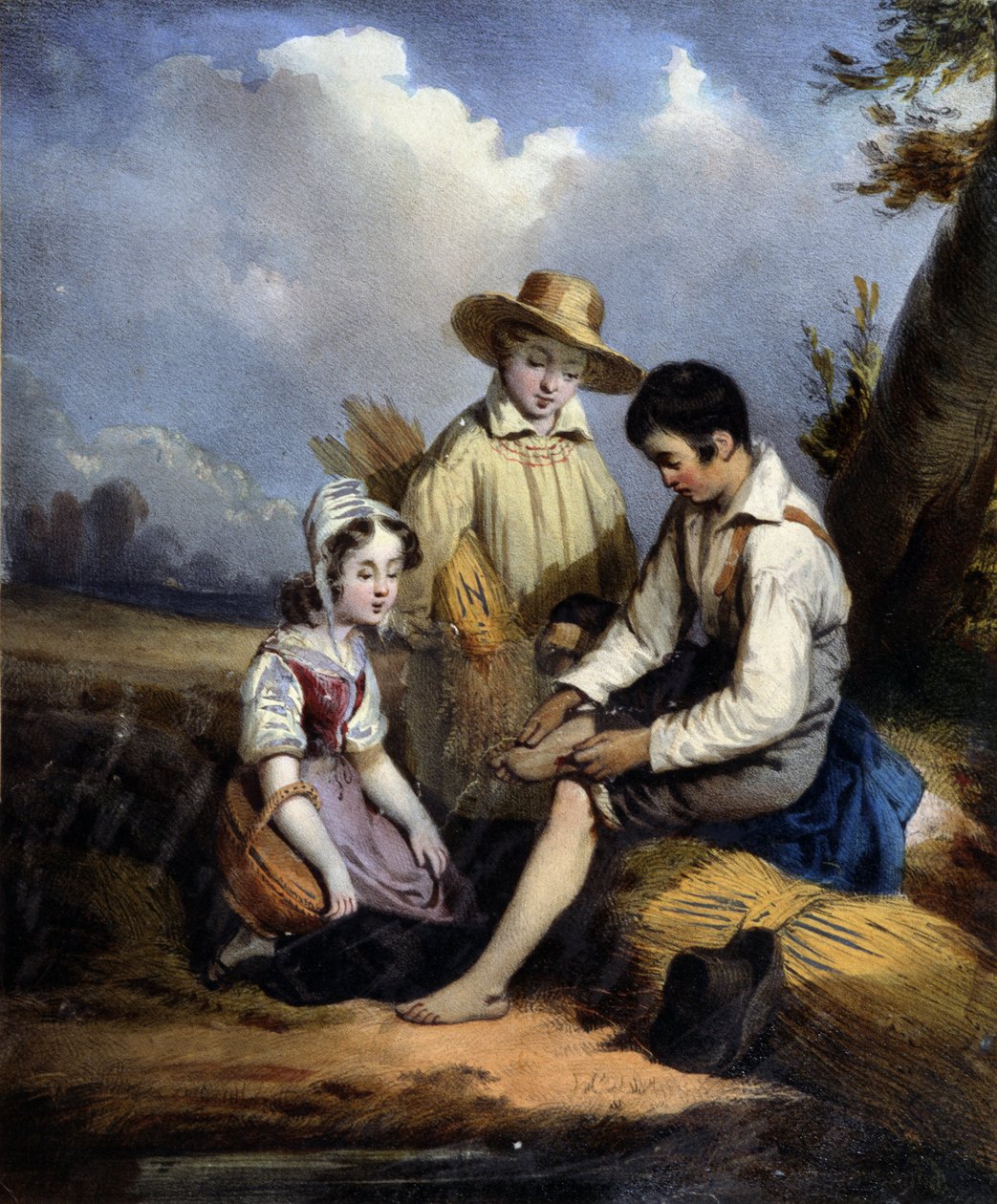Les petits reapers（一只脚受伤），v.1840 作者 未知艺术家