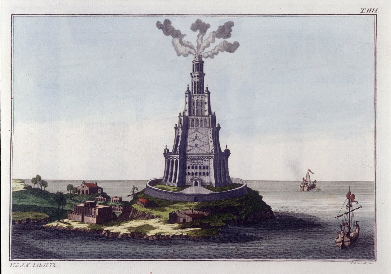 Lighthouse of Alexandria. Engraving from the beginning of the 19th century. 作者 未知艺术家