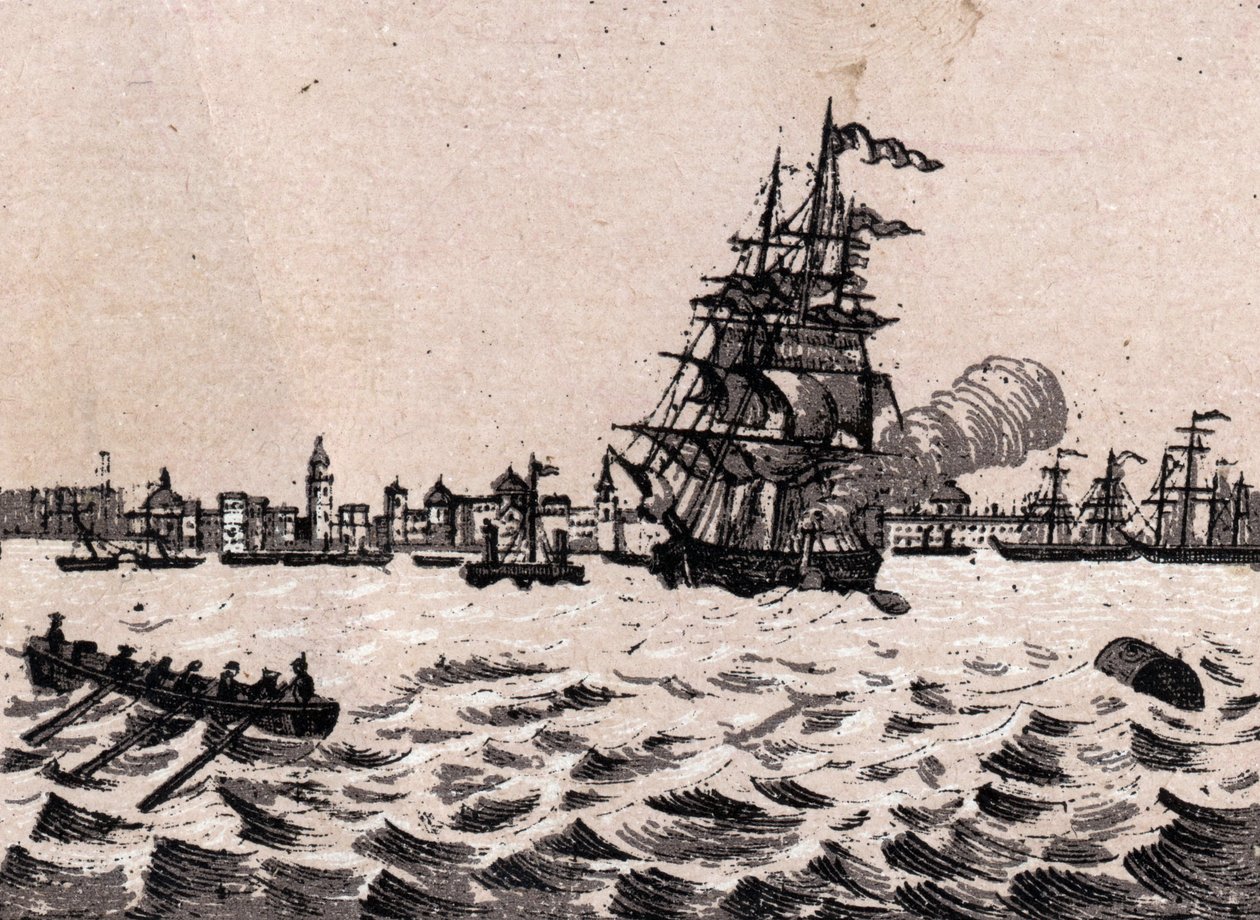 英国利物浦：港口的景色（港口，Harbor）。载于《世界图解168景》无日期（19世纪末）。 作者 未知艺术家