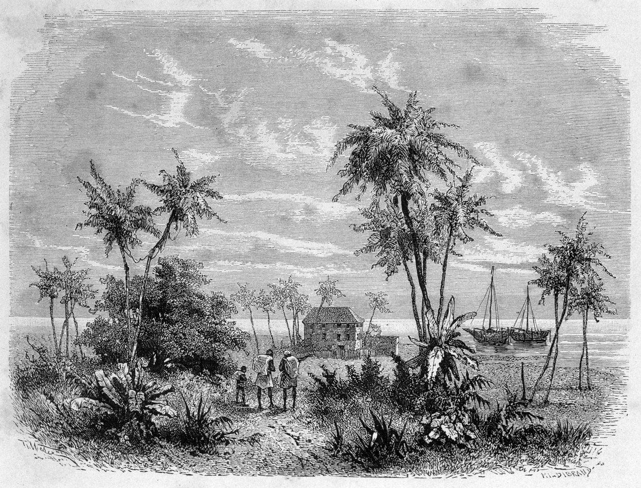 桑给巴尔的利文斯通之家 - “”利文斯通的最后旅程 1866-1873””，“环游世界”，第 2 部分。 1875年 作者 未知艺术家