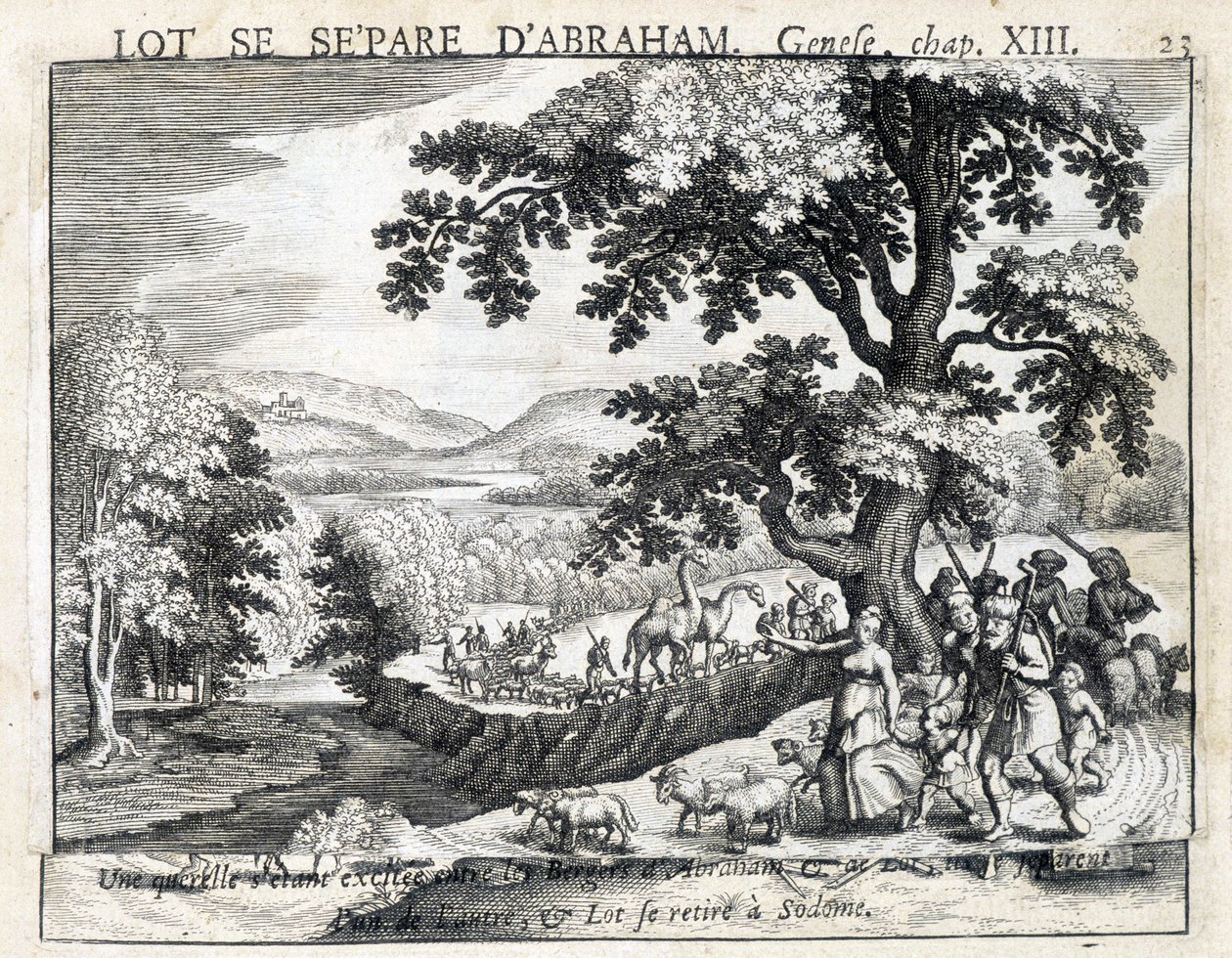 Loth separates from Abraham - Bible, engraving 作者 未知艺术家