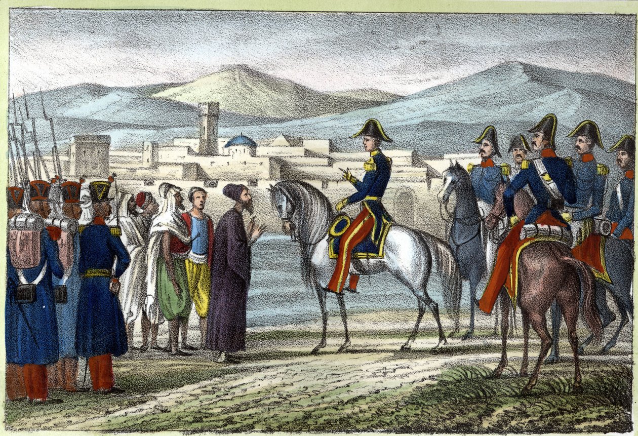 路易-奥古斯特，布尔蒙伯爵（Maréchal de Bourmont）（1773-1846）于1830年在阿尔及利亚。载于Léon Galibert的《L
