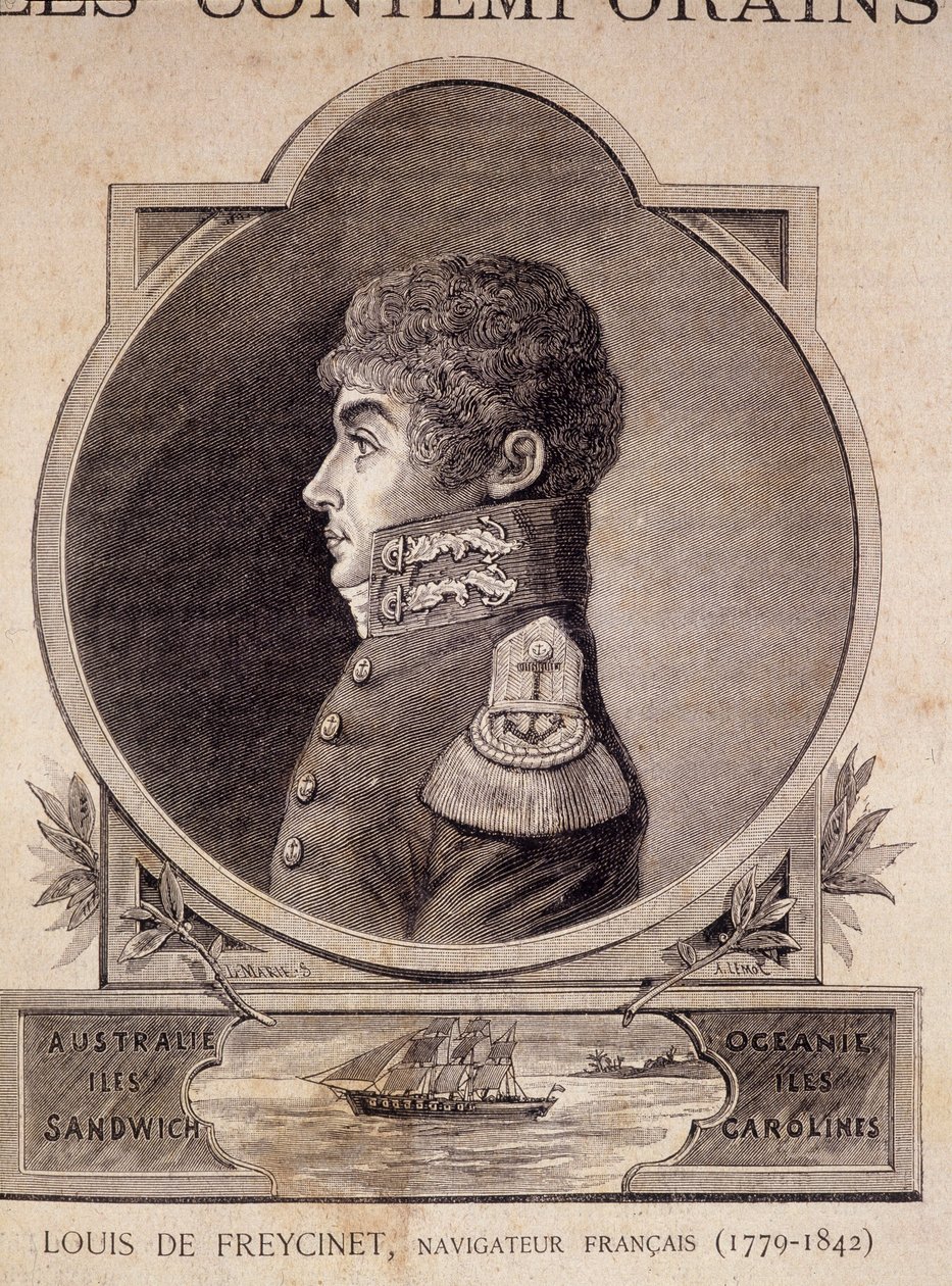 Louis de Freycinet，法国航海家（1779年-1842年）--载于 "当代人"，约19世纪末。 作者 未知艺术家
