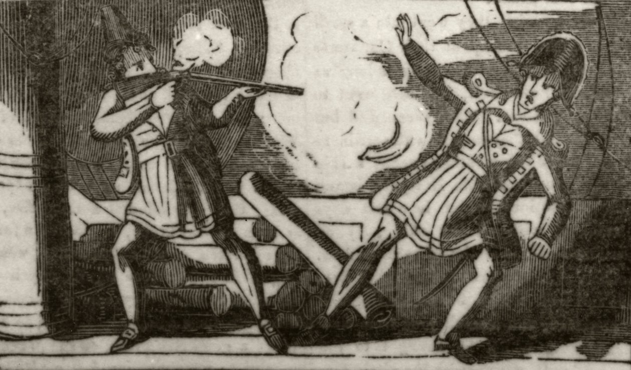 低空射击他的队长》，约1836年 作者 未知艺术家
