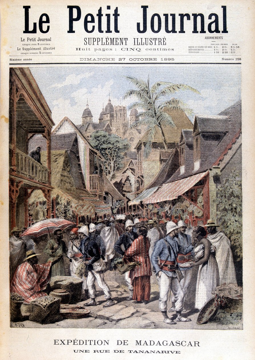 马达加斯加远征：塔那那利夫的一条街道 - 1895 年 11 月 27 日的“Le Petite Journal” 作者 未知艺术家