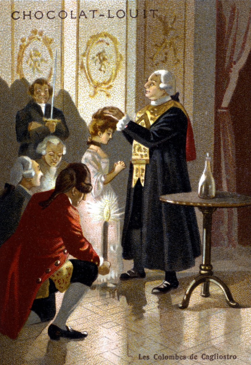 Magic session of Giuseppe Balsamo, known as Alexander, Count of Cagliostro (1743 - 1795). chromolithograph of the late 19th century.. 作者 未知艺术家