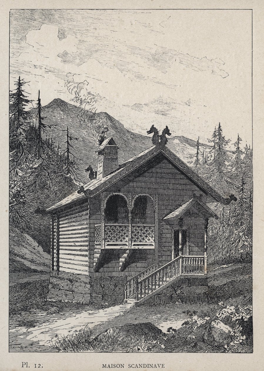 斯堪的纳维亚之家（Maison Scandinavian）--1889年的雕刻，载于 "Histoire de habitation humaine à l