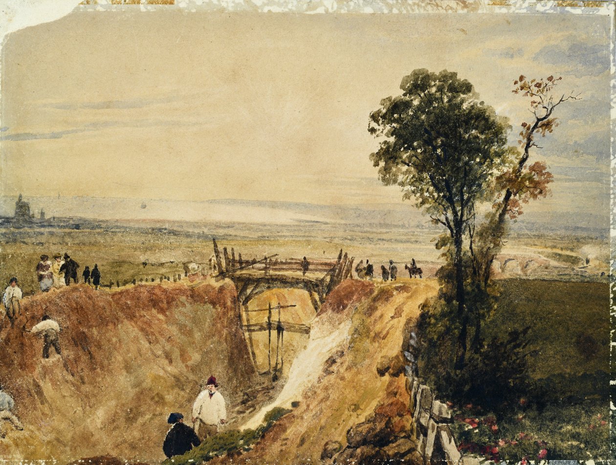 制作肖勒姆铁路，约 1840 年（纸面水彩画） 作者 未知艺术家