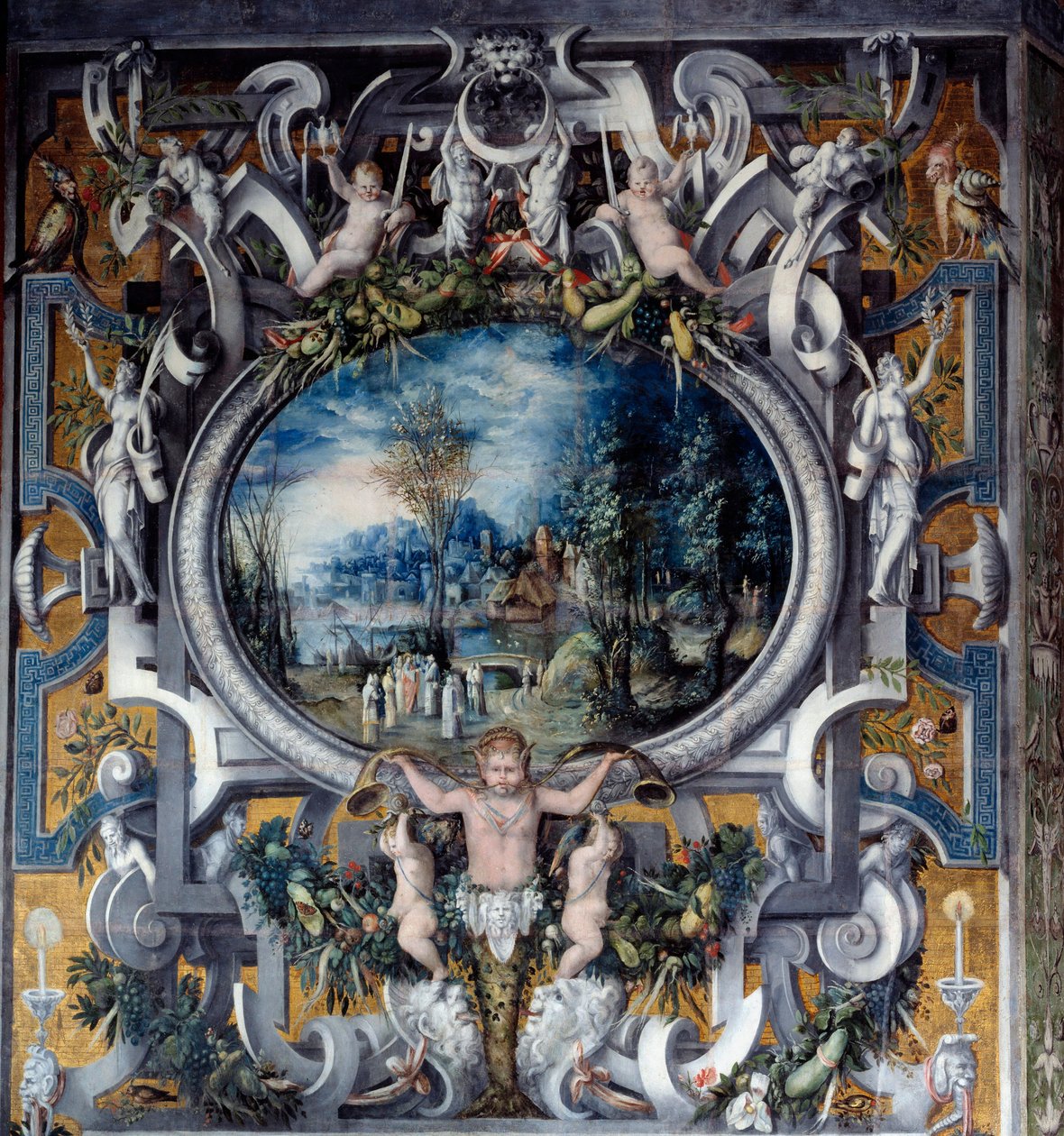 Mantle of the chimney of the tribute to Jules Cesar in the room of the Roman heros Anonymous painting. Around 1547. Listen, National Renaissance Museum 作者 未知艺术家