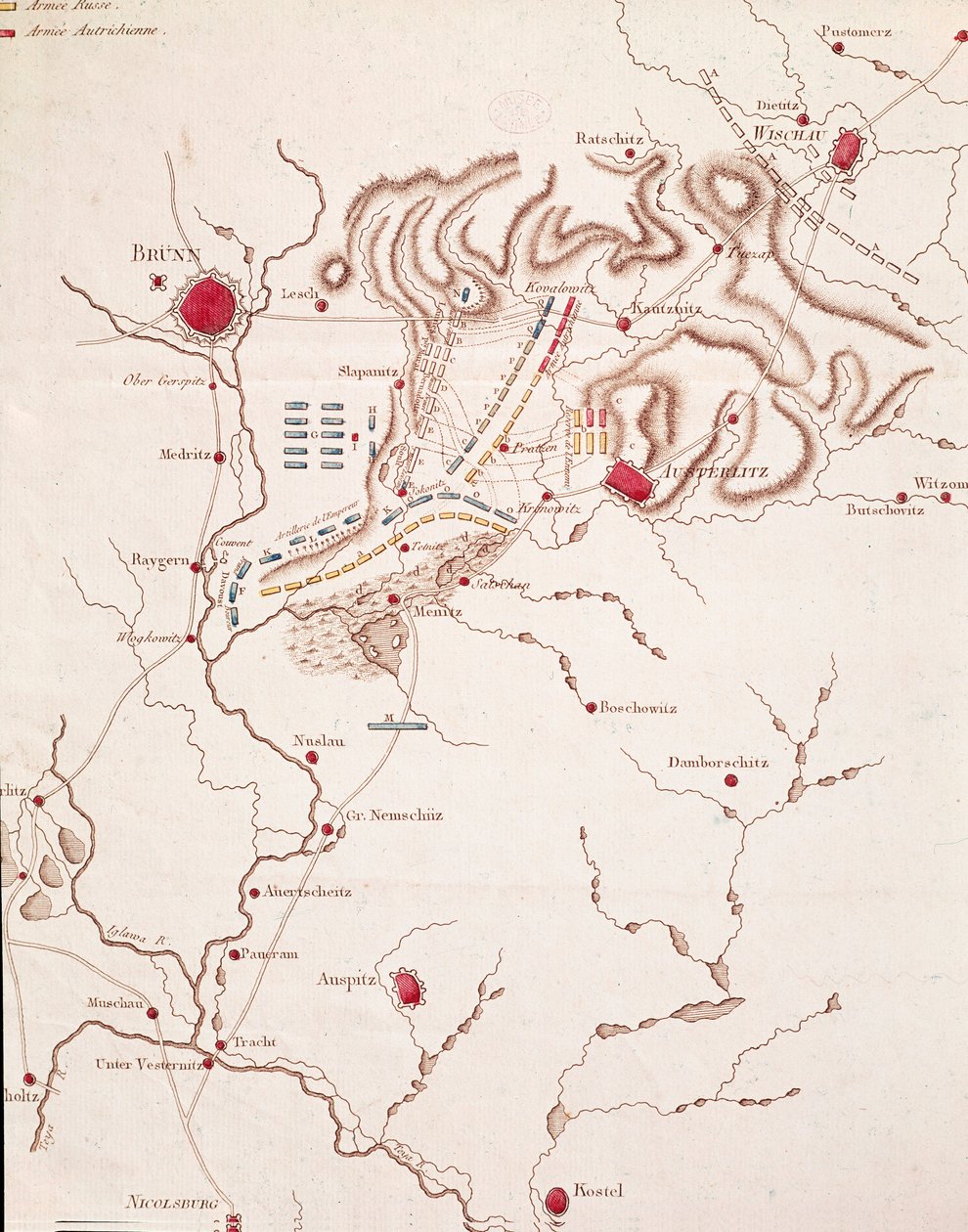 奥斯特里茨战役地图，1805 年 12 月 2 日 作者 未知艺术家