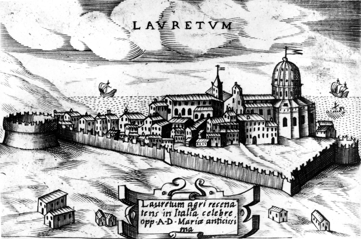 洛雷托 (Laurentum) 市地图，雕刻 16 世纪。 作者 未知艺术家