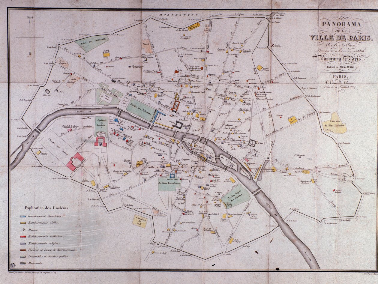 1840 年的巴黎市地图。 作者 未知艺术家