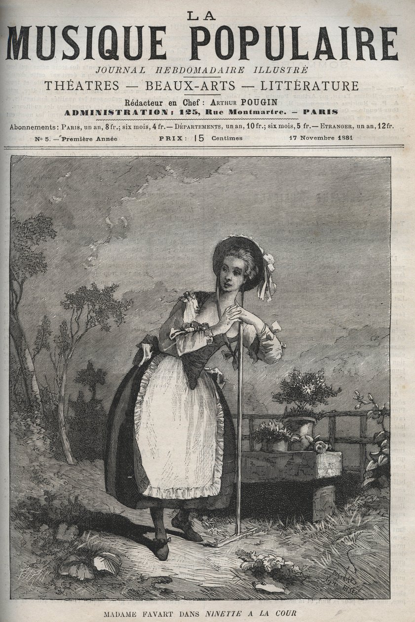 Marie Justine Benoite Duronceray（Favart夫人）在 "Ninette a la cour ou le Caprice amoureux"（三幕喜剧和诗歌，melee d