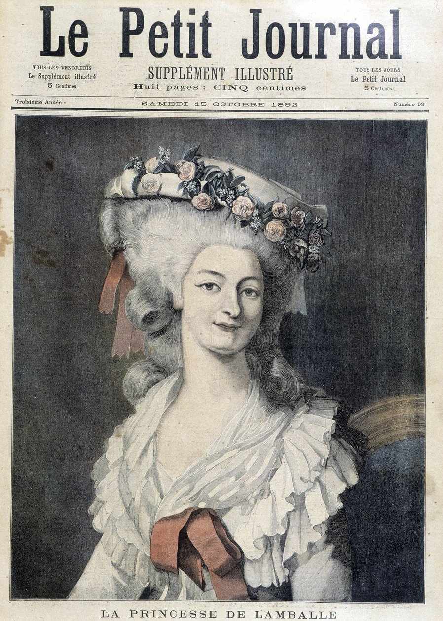 Savoie Carignan 的玛丽·特蕾莎 (1749-1792)，兰巴勒公主 - 封面“小杂志” 作者 未知艺术家