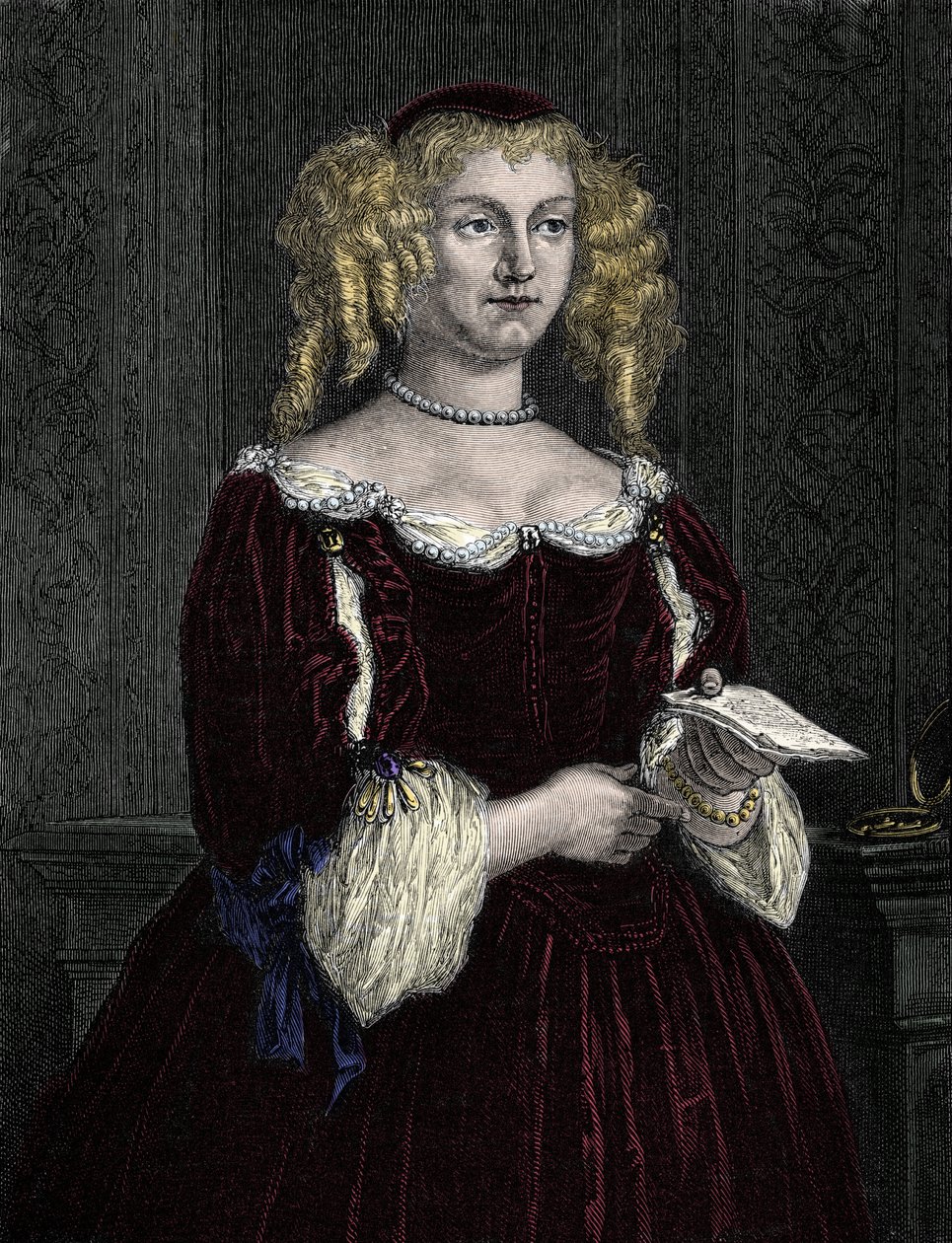 Marie de Rabutin-Chantal (Rabutin Chantal)，塞维尼侯爵夫人被称为塞维尼夫人 (1626-1696)。 1862 年由我们的第一批作家在“世界皇后区”中雕刻而成。 在 J. G. D. ARMENGAUD 指导下出版的书。 作者 未知艺术家