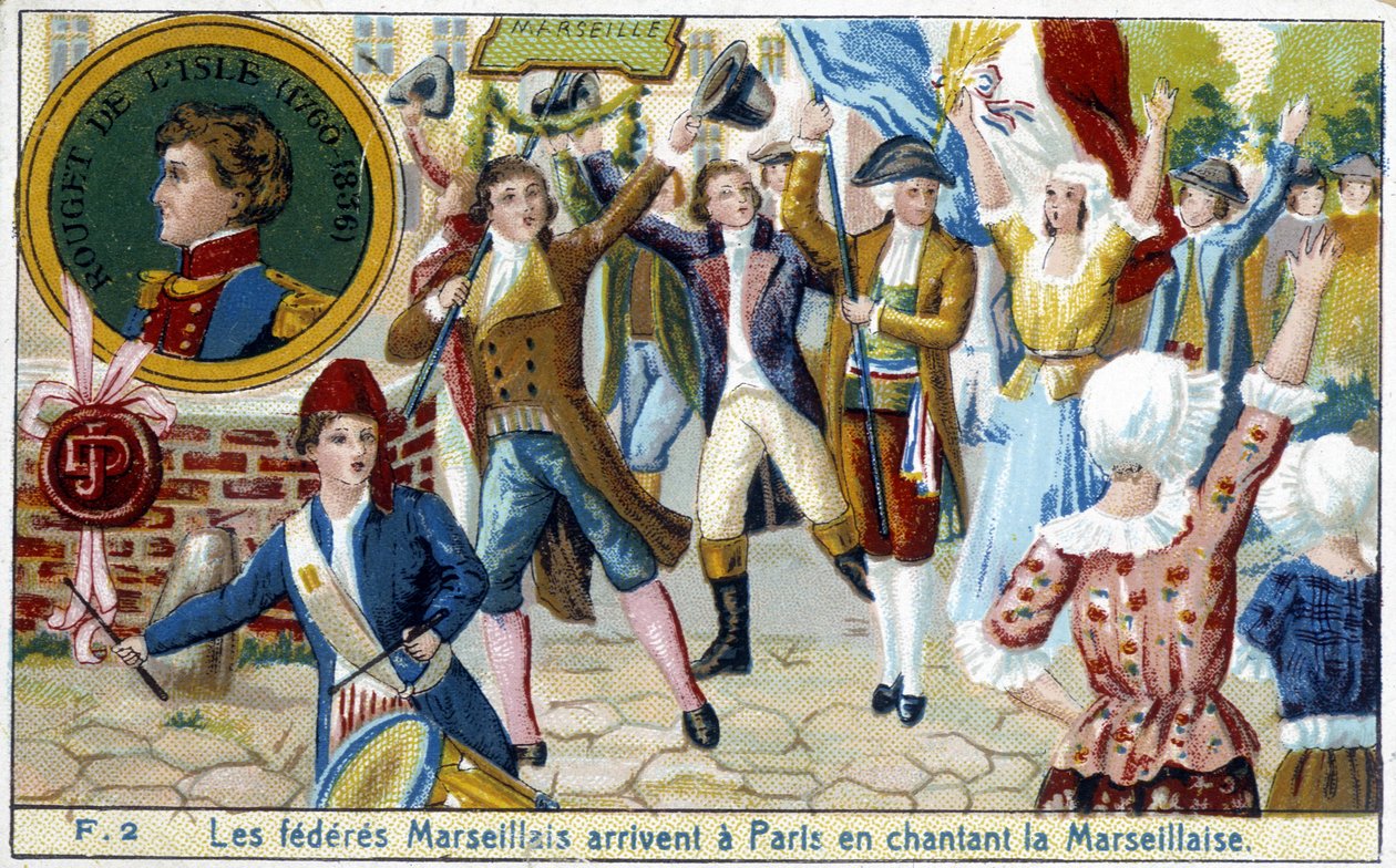 Marseille Federates 抵达巴黎，演唱马赛曲 - chromo.，19 世纪末 作者 未知艺术家