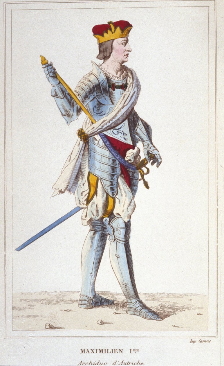 Maxiimilian I (of Hasburg). Archduke of Austria, King of the Romans and Germanic Emperor (1459 - 1519). Engraving from 1830 作者 未知艺术家