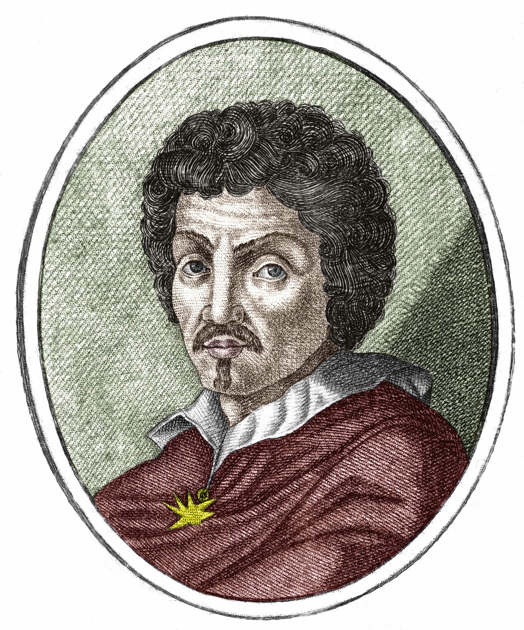 米开朗基罗-梅里西（Michelangelo Merisi dit il Caravaggio）或卡拉瓦乔（1569 - 1609），17世纪的雕版画。 作者 未知艺术家