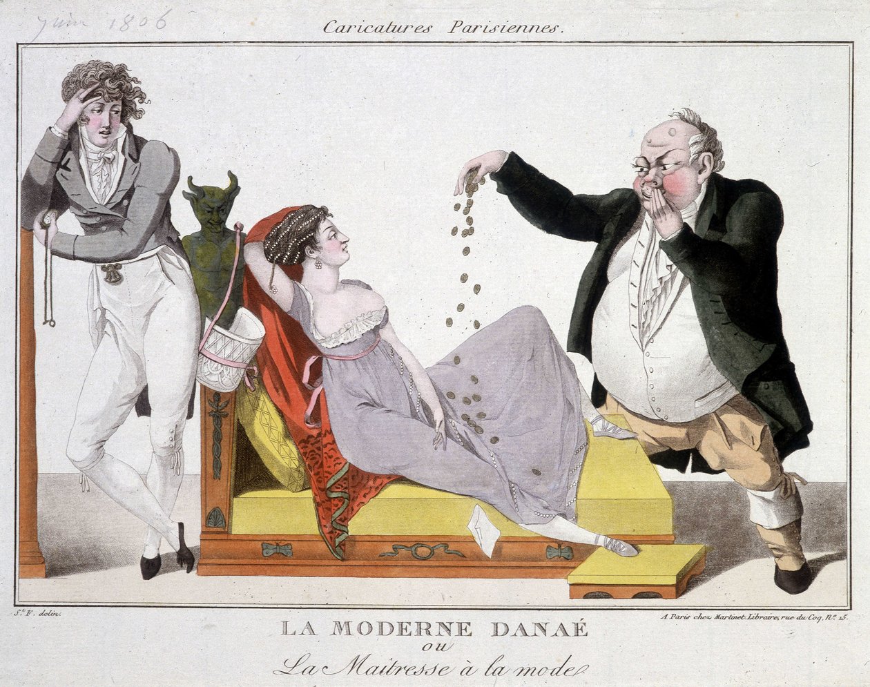 Modern Danaé or the fashionable mairess (prostitution) - caricature 作者 未知艺术家