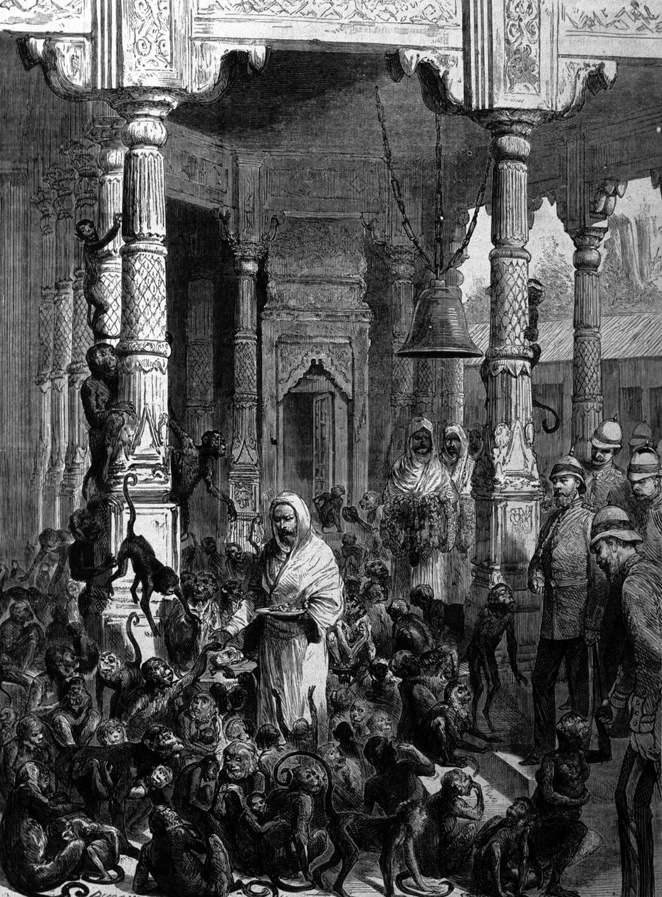 Monkey temple the monkey temple in Varanasi (formerly Benares) in 1877. 作者 未知艺术家