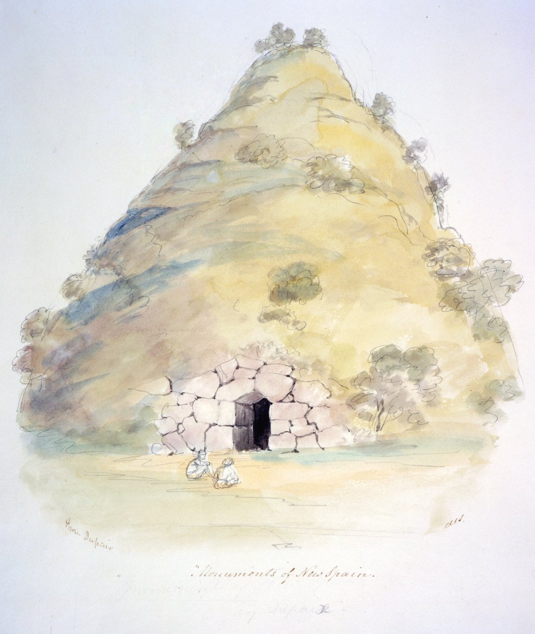 新西班牙纪念碑，约 1843-50 年（水彩画） 作者 未知艺术家