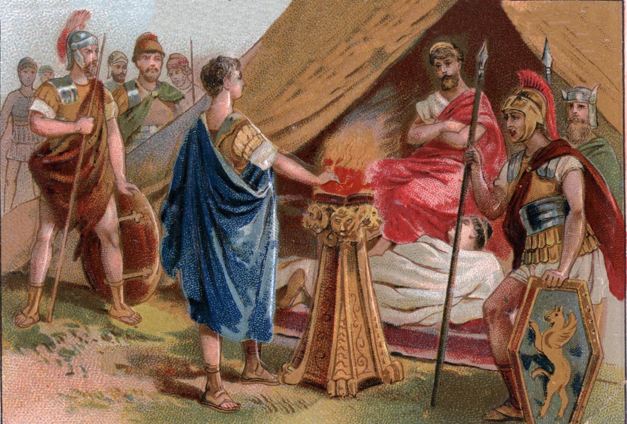 Porsenna之前的Mucius Scaevola（Mucius Scaevola在Porsenna之前）。Caius Mucius Scaevola，一个年轻的罗马贵族，被Porsenna（Porsinna，Porsena）的皇家卫队抓获 作者 未知艺术家