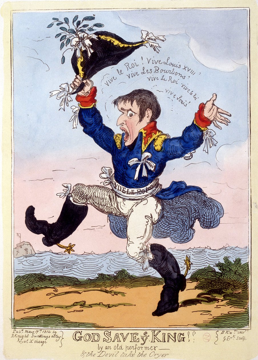 Napoleon 1er 为路易十八的到来而吟唱“Vive le roi”——在漫画集“”Napoleon 1er”中 作者 未知艺术家