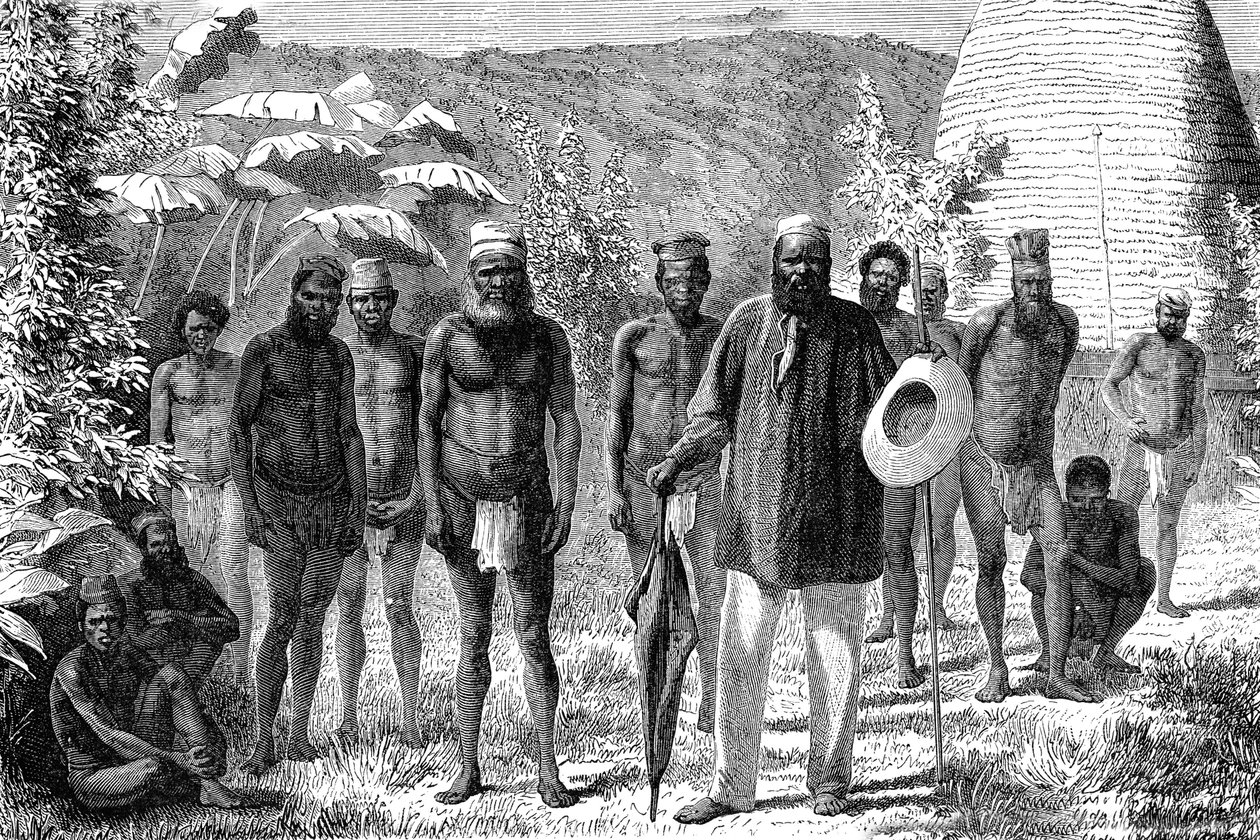 新喀里多尼亚人。1885 年雕刻 作者 未知艺术家