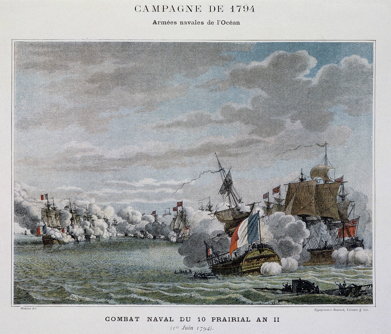 海战，du 10 prairial An II (1794) - 在 "拿破仑的海战" 作者 未知艺术家