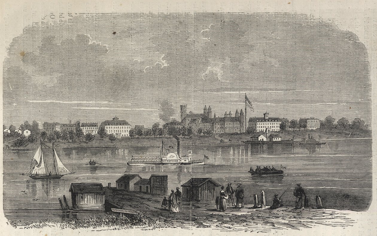 纽约州--移民委员会的建立--沃德岛--1869年《图解世界》中的版画 作者 未知艺术家