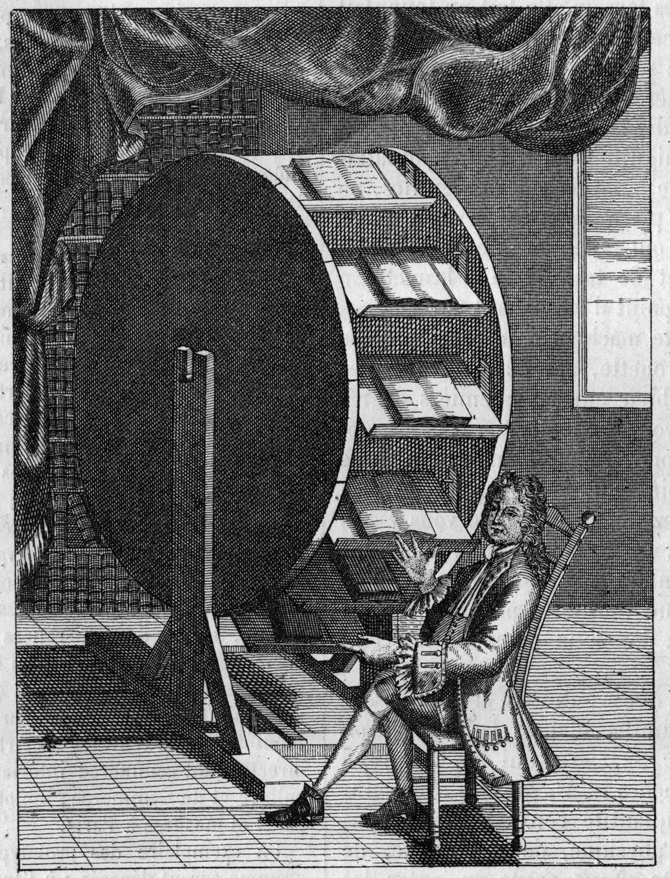 法国发明家Nicolas Grollier de Serviere (1596-1689)，他的工作桌。(一幅旧版画的模拟图）。)雕刻于1880年10月16日的《自然：科学与艺术和工业应用杂志》。 作者 未知艺术家
