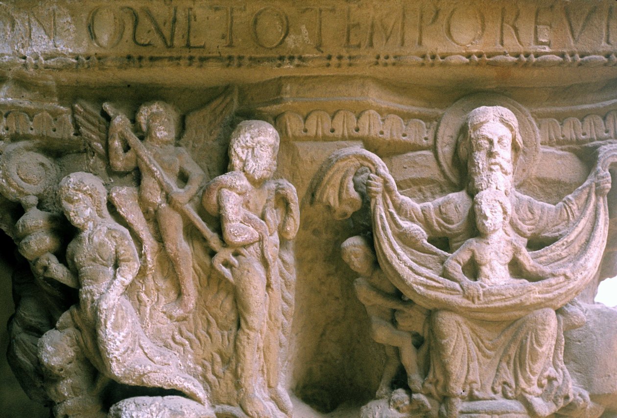 Norman Art in Monreale (Sicily): capitals of the Cloitre of the Benedictines representing Christ and God. 作者 未知艺术家