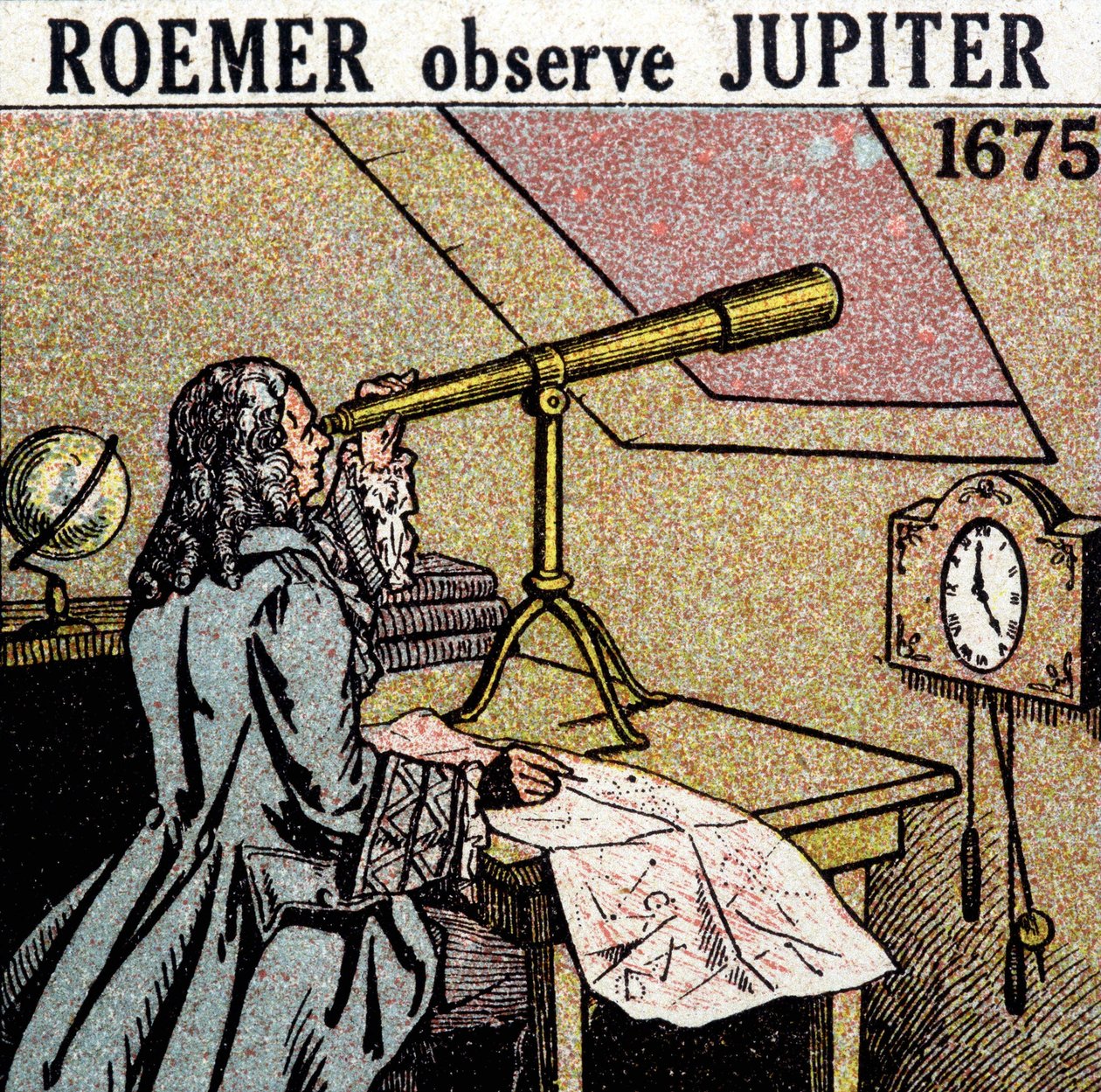 奥勒-克里斯滕森-罗默（Olaus Roemer），丹麦天文学家（1644-1710），观察木星卫星的日食情况 作者 未知艺术家