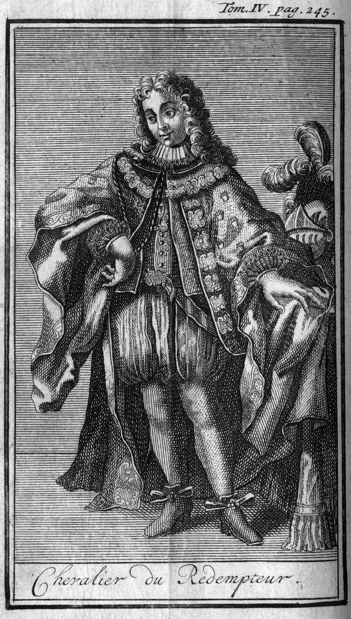 骑士勋章。17世纪曼图亚（Mantova）公国的救世主或耶稣的宝血骑士。在 "军事命令或骑士的历史，安全和常规的男女民兵，这已经建立了这么fa 作者 未知艺术家