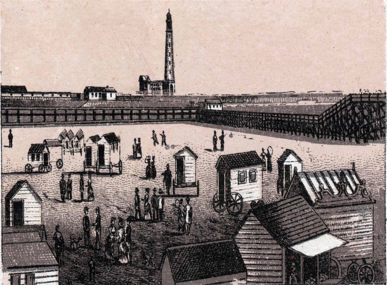 比利时奥斯坦德(Ostend)：东浴场和港口(港湾，海港)的景色。载于《世界图解168景》无日期（19世纪末）。 作者 未知艺术家