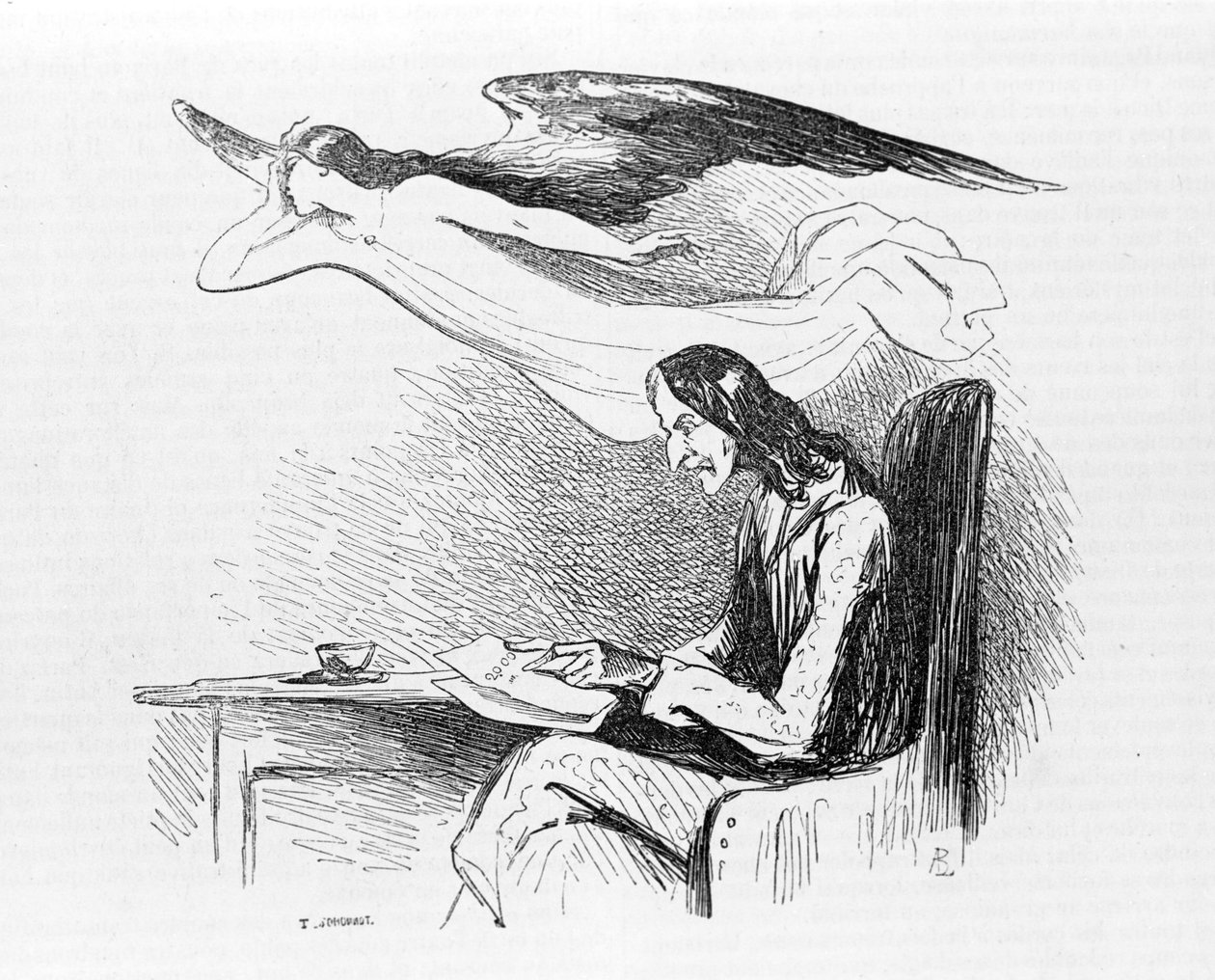 Paganini Nicolo (1782 - 1840) 意大利小提琴家和作曲家。 漫画，雕刻。 作者 未知艺术家