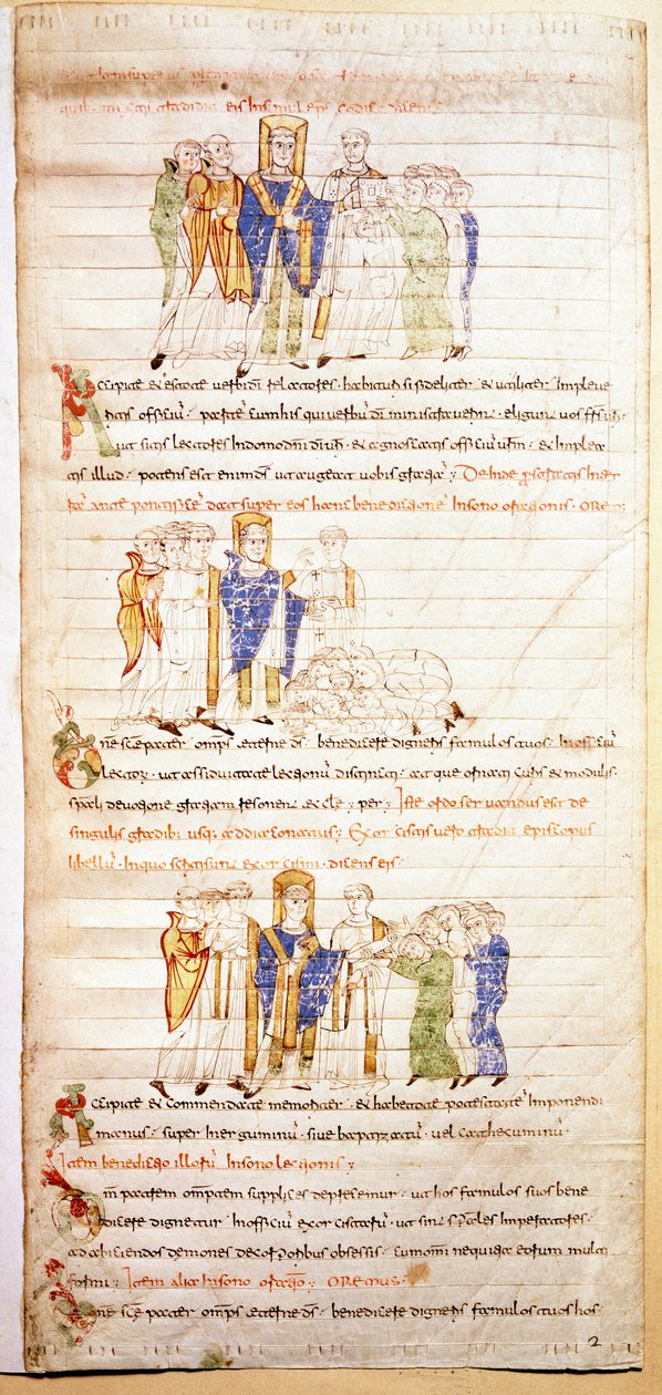 12世纪初的一本彩绘圣经（Ms.723-Foglio 138v.）的页面。Dim.52.8x38厘米 罗马，卡萨纳坦斯图书馆 作者 未知艺术家