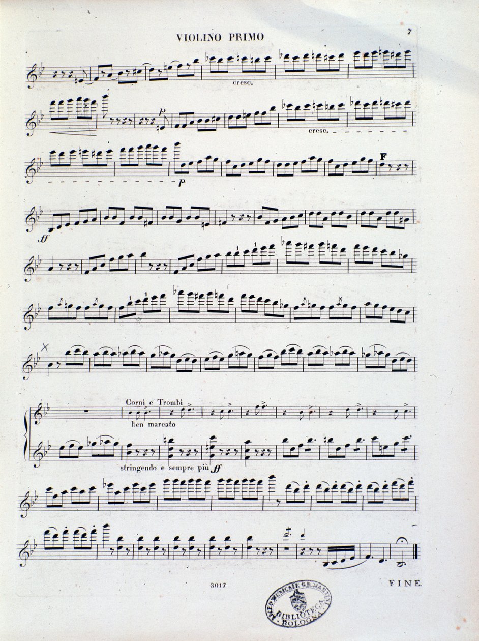 Page of musical score of first violin of ouverture n°11 by Kalliwoda 作者 未知艺术家